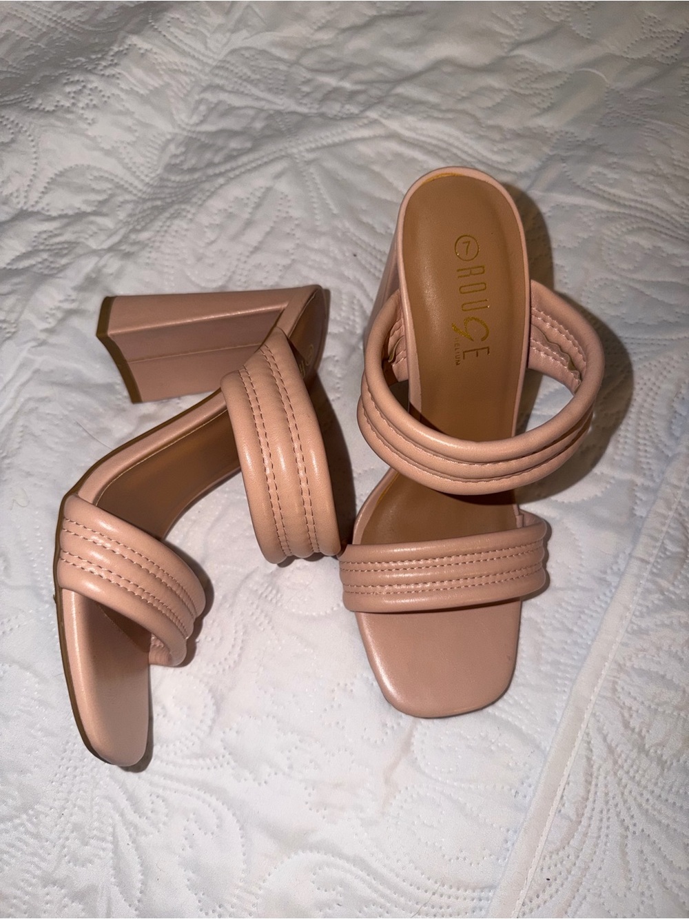 Rouge! Blush Padded Double-Strap Block Heel Sandals